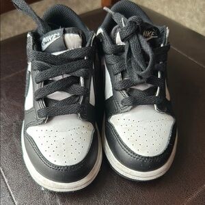 Kids Nike Black and White Dunk Low Sneakers